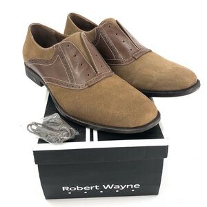 NWT Robert Wayne Creid Derby Oxford Shoes Suede Leather Brown Tan Sz 10D W/ Box